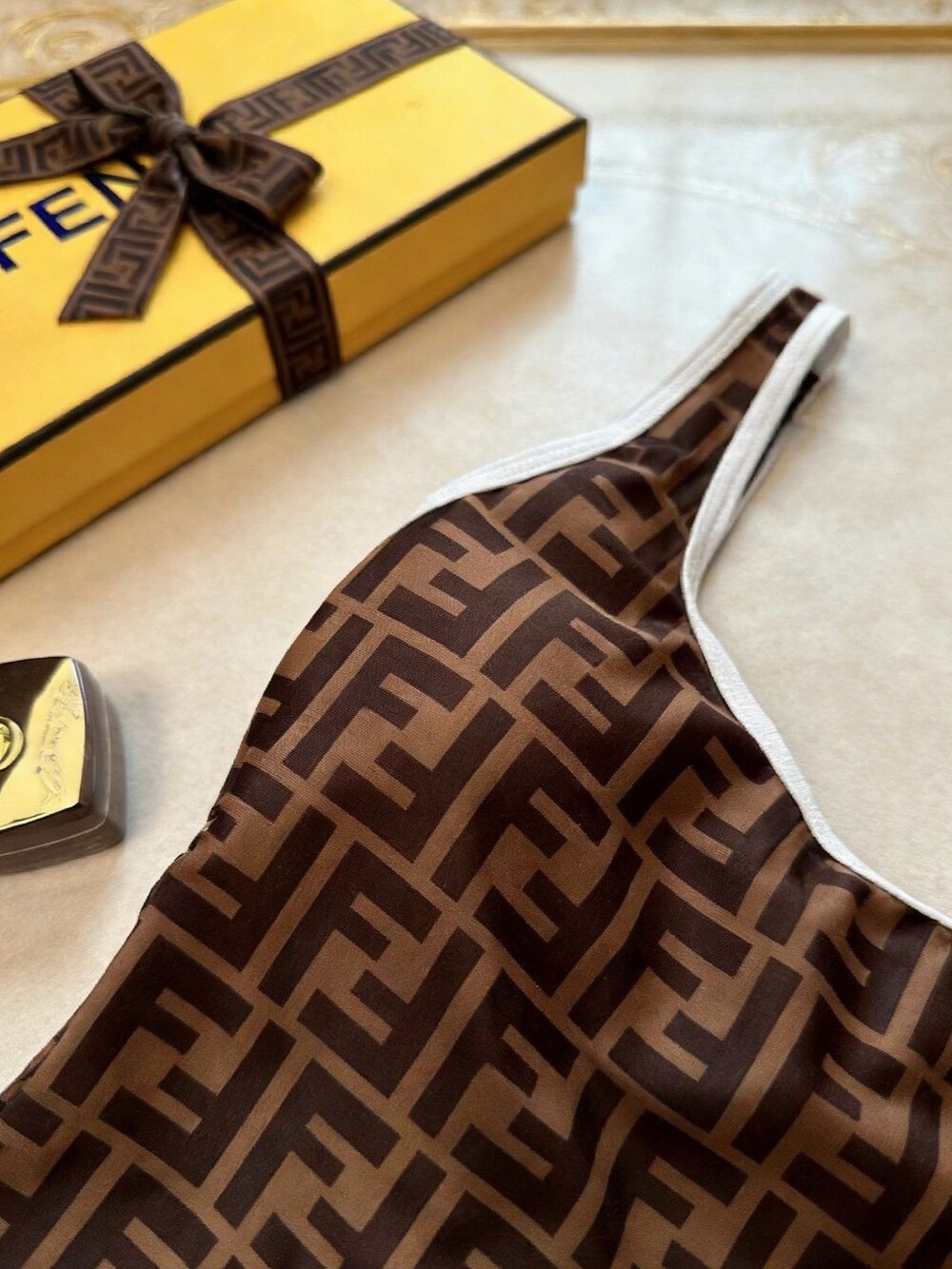 Fendi FF Logo Contrast Trim Swimsuit - Picture 2 of 6